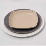 Lot de 6 assiettes plates porcelaine Gris - D 28 cm - Siviglia