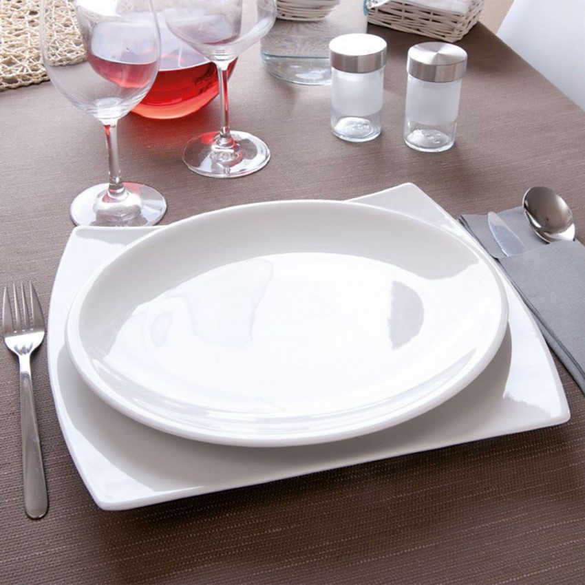 Assiette rectangulaire porcelaine blanche - L 31 cm - Tokio