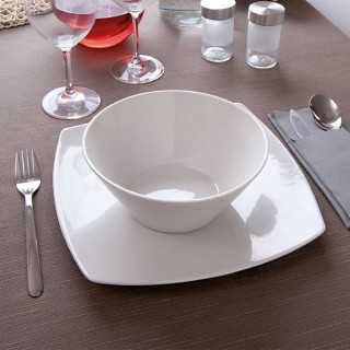 Assiettes carrées porcelaine blanche x 6- L 26.5 cm - Tokio