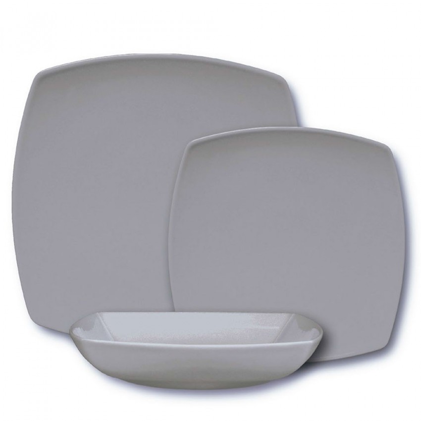 Lot de 6 assiettes creuses porcelaine italienne Gris - L 21 cm - Tokio