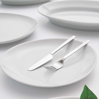 Lot de 6 assiettes à steak porcelaine blanche - D 27,5 cm - Tivoli
