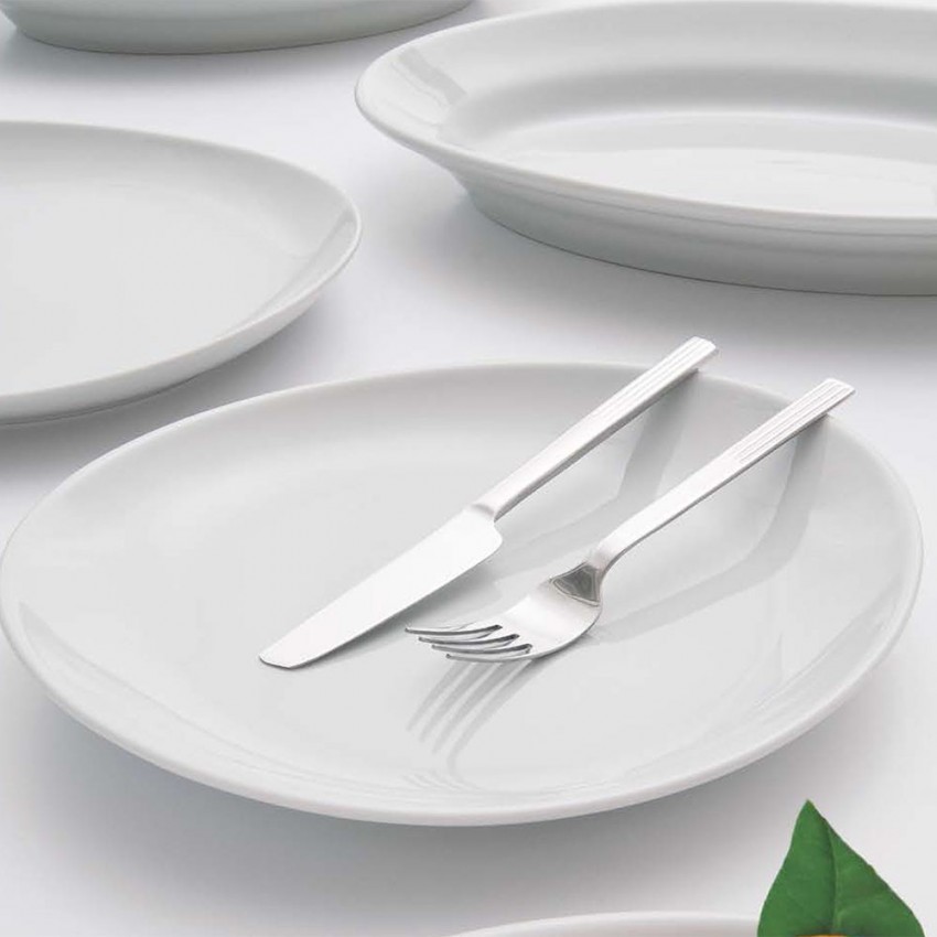 Lot de 6 assiettes à steak porcelaine blanche - D 30,5 cm - Tivoli