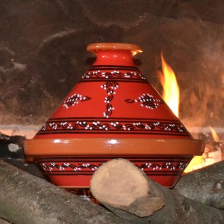 Tajine Tatoué rouge - D 23 cm traditionnel