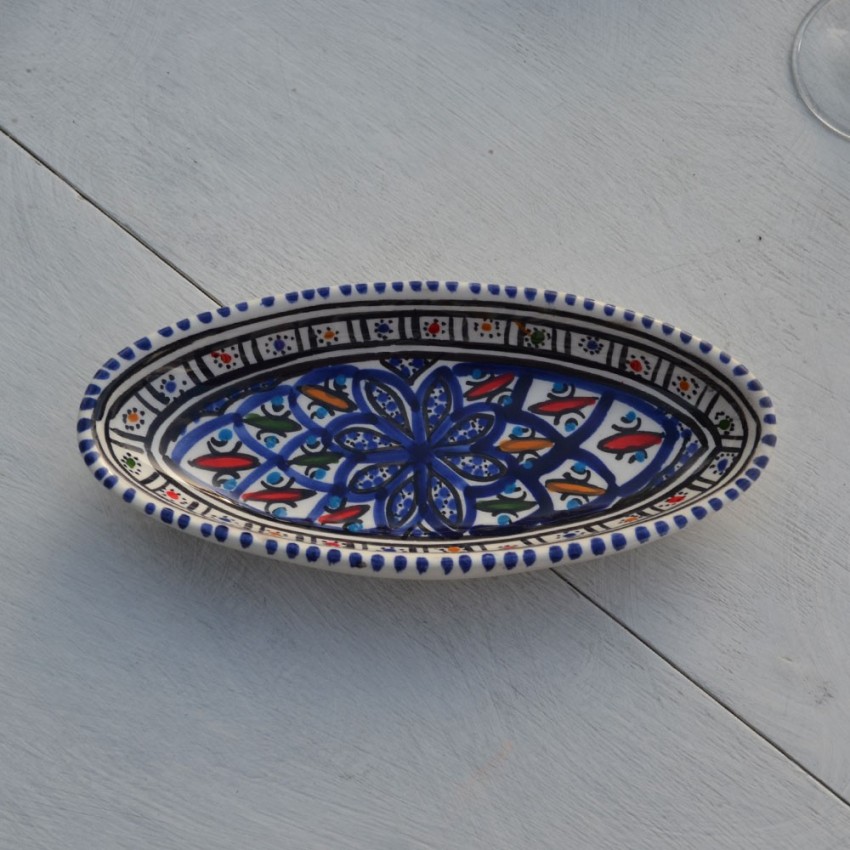 Plat ovale Bakir bleu - L  20 cm