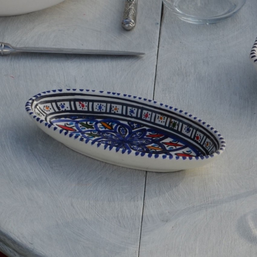 Plat ovale Bakir bleu - L  20 cm