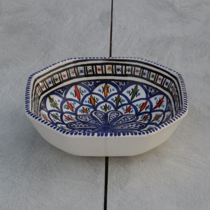 Plat octogonal Bakir bleu - L 20 cm