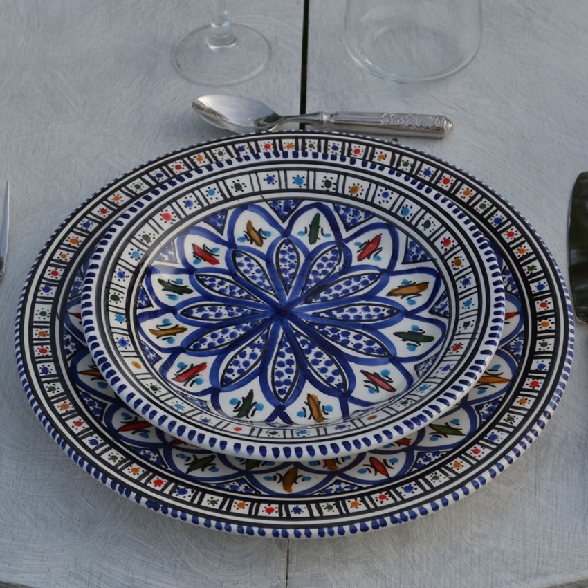 Lot de 6 assiettes à entrée ou dessert Bakir bleu - D 20 cm