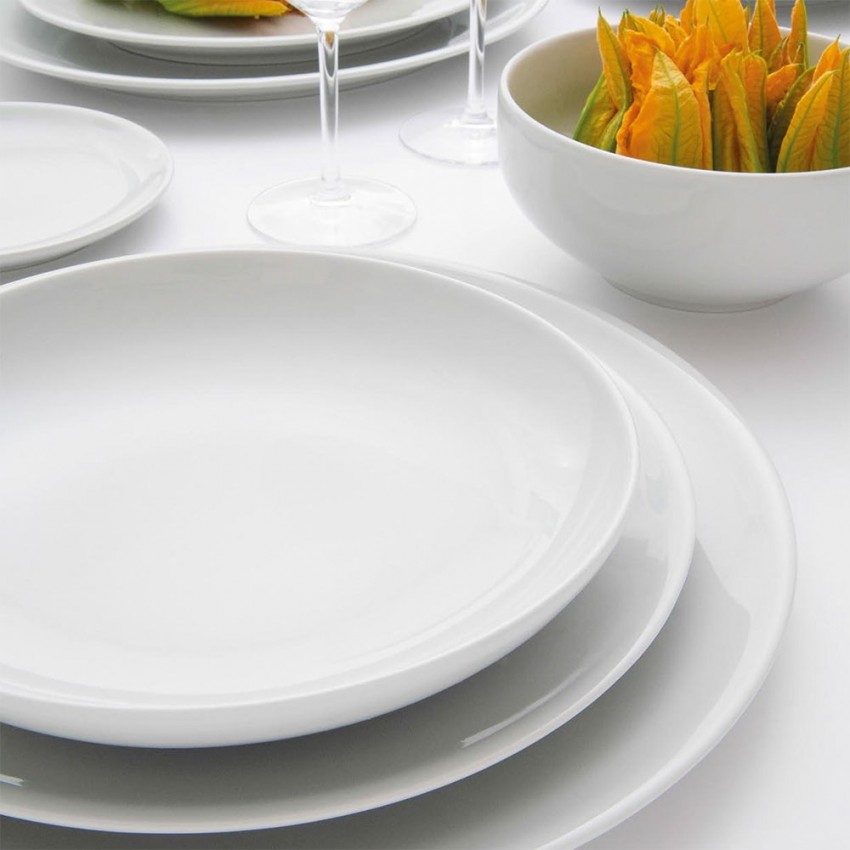 Assiette creuse porcelaine blanche - D 22 cm - Siviglia