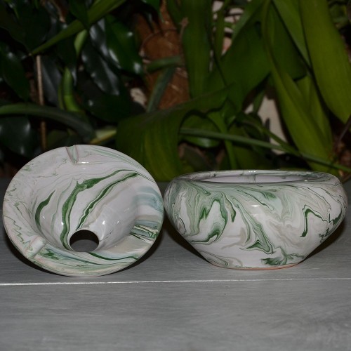 Cendrier anti fumée Marbré Vert - Moyen modèle 2