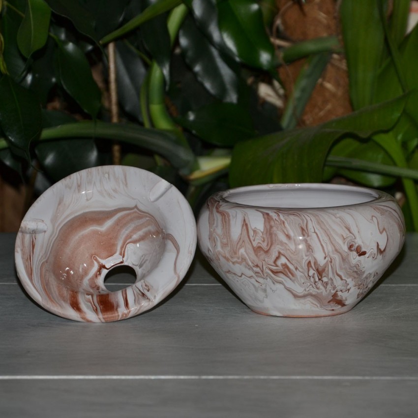 Cendrier anti fumée Marbré Marron, gris et blanc - Moyen modèle