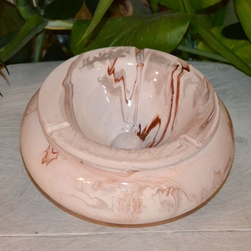 Cendrier anti fumée marbré marron, gris et blanc - Grand modèle