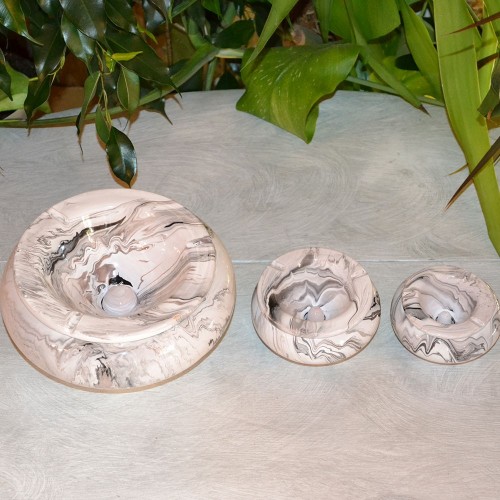 Cendrier anti fumée marbré noir et marron et blanc - Grand modèle 2