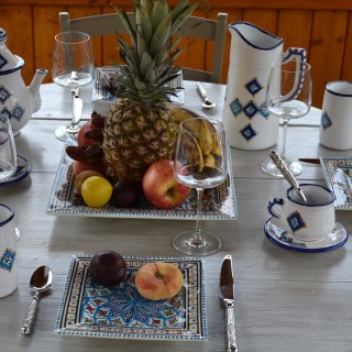 Plat carré Bakir turquoise - L 30 cm