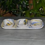 Service apéritif avec bols Marbré jaune, bleu et blanc