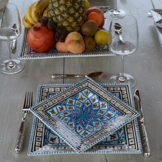 Assiette carrée Bakir turquoise - L 24 cm