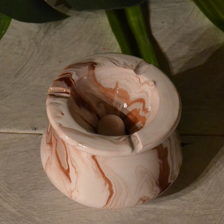 Cendrier Tunisien Karim marbré marron, gris et blanc