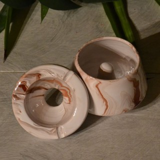 Cendrier Tunisien Karim marbré marron, gris et blanc