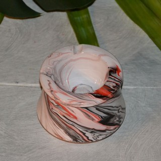 Cendrier Tunisien Karim marbré noir, rouge et blanc