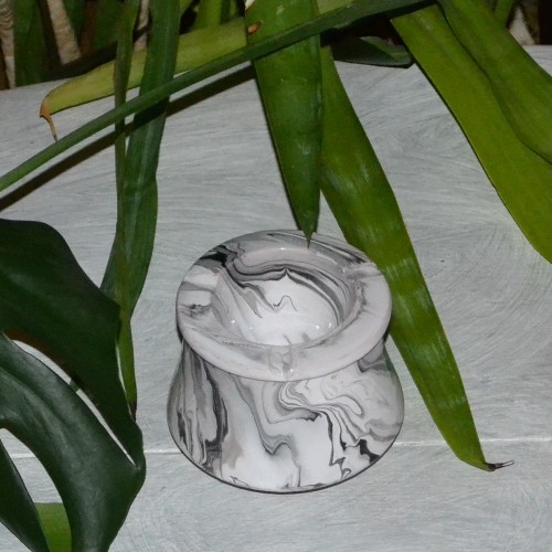 Cendrier Tunisien Karim marbré noir et blanc 2