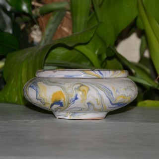 Cendrier marocain Anis marbré jaune, bleu et blanc Moyen Modèle