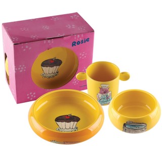 Coffret repas pour enfant en porcelaine Rosie - 3pcs