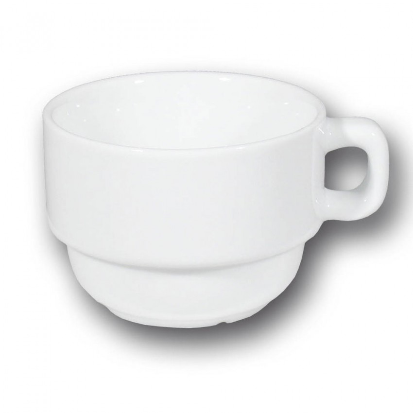 Tasse à thé et sous tasse porcelaine blanche - Roma