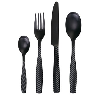 Ménagère 6 personnes en inox 24 pièces Gaya Black Chevron