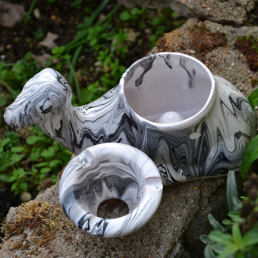 Cendrier marocain Chameau Marbré Noir - Moyen Modèle