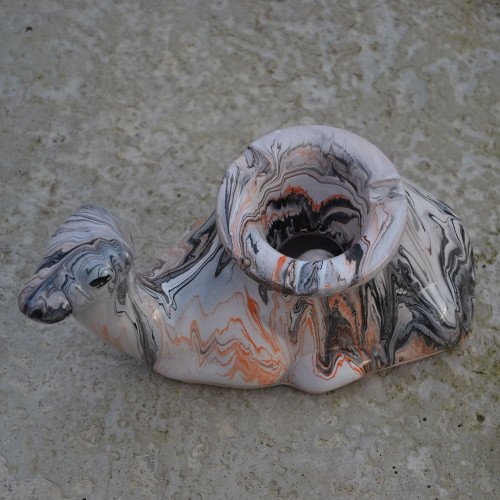 Cendrier marocain Chameau Marbré Noir et Rouge - Moyen Modèle