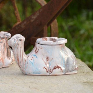 Cendrier marocain Chameau Marbré Marron et turquoise - Moyen Modèle