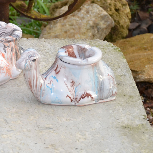 Cendrier marocain Chameau Marbré Marron et turquoise - Moyen Modèle