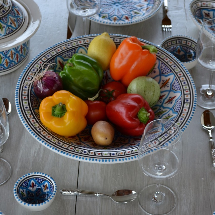 Lot de 6 grandes assiettes creuses Tebsi Bakir turquoise - D 27 cm