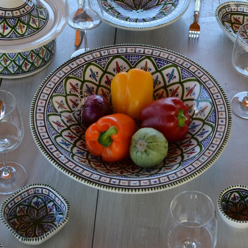 Plat traditionnel Tebsi Bakir vert - D 37 cm