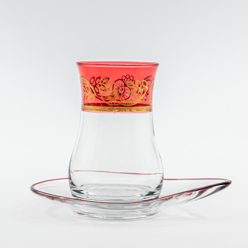 Verres à café ou à thé avec ces soucoupes Hassen Rouge 10 cl x 6 - Coffret