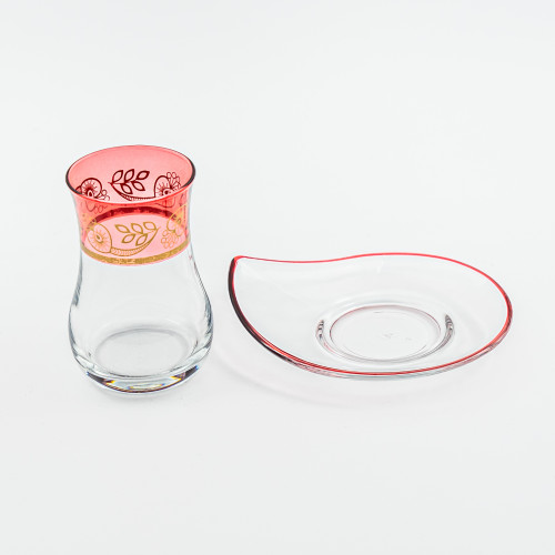 Verres à café ou à thé avec ces soucoupes Hassen Rouge 10 cl x 6 - Coffret