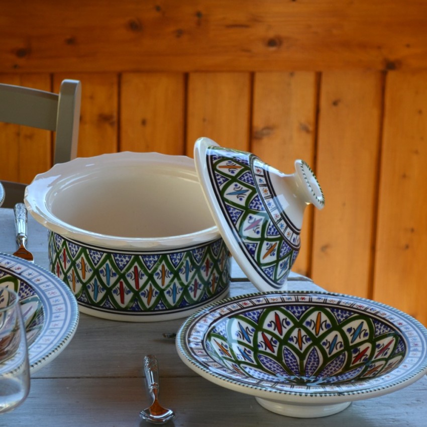 Service à couscous assiettes Tebsis Bakir vert - 6 pers