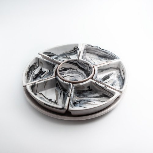 Service apéritif Marbré Noir