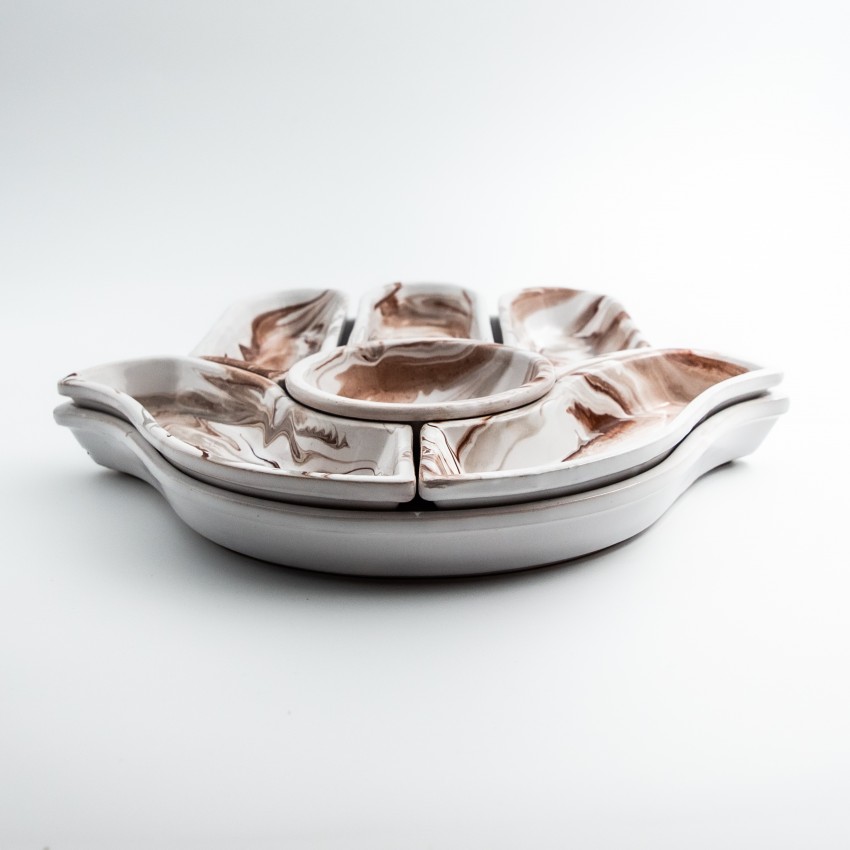 Service apéritif Main de Fatma Marbré Marron et Gris