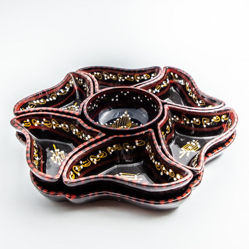 Service apéritif Fleur Tatoué Noir