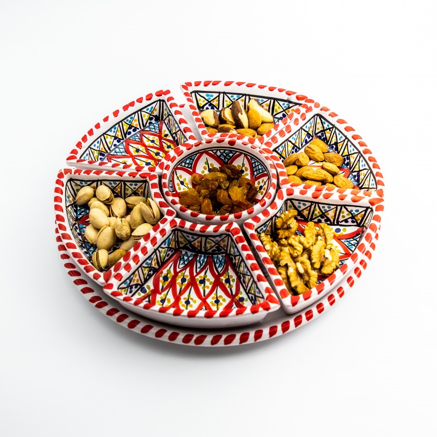 Service à apéritif Rond Bakir rouge