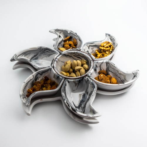 Service apéritif Etoile Marbré Noir 2