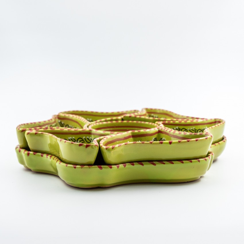 Service apéritif Fleur Tatoué Vert pistache