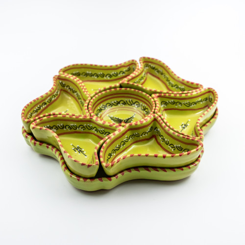 Service apéritif Fleur Tatoué Vert pistache 2