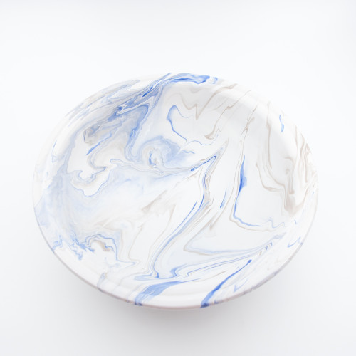 Plat de service Marbré Bleu et Gris - D 33 cm