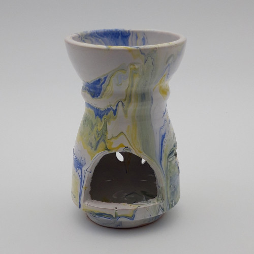 Brûle parfum Marbré bleu, jaune et blanc - Grand Modèle