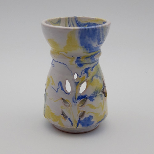 Brûle parfum Marbré bleu, jaune et blanc - Grand Modèle