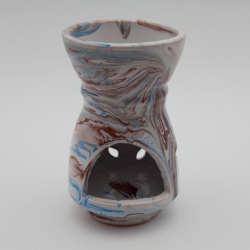 Brûle parfum Marbré marron, bleu et blanc - Grand Modèle