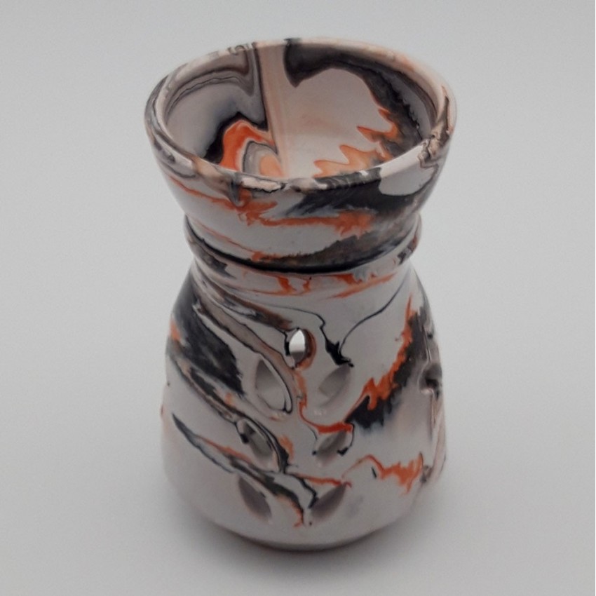 Brûle parfum Marbré rouge et noir et blanc - Grand Modèle