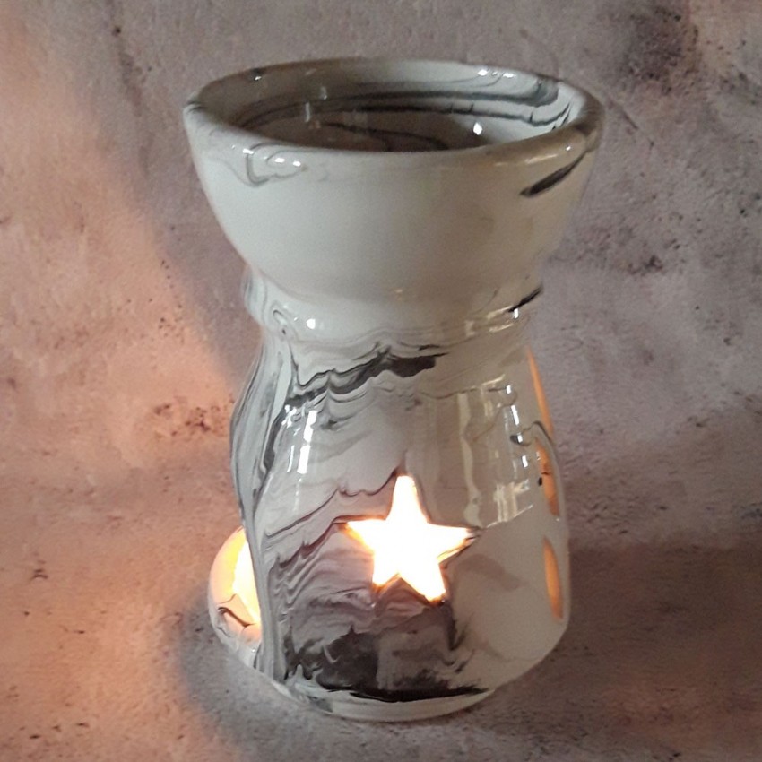 Brûle parfum Marbré noir et blanc - Grand Modèle