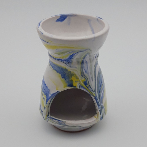 Brûle parfum Marbré bleu, jaune et blanc - Petit Modèle